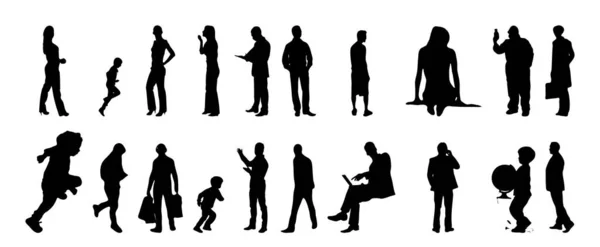 Silhouettes Vectorielles Silhouettes Esquissées Personnes Dessin Contour Silhouette Personnes Icône — Image vectorielle