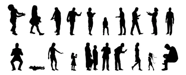 Vector Silhouettes Outline Silhouettes People Contour Drawing People Silhouette Icon — Stock Vector