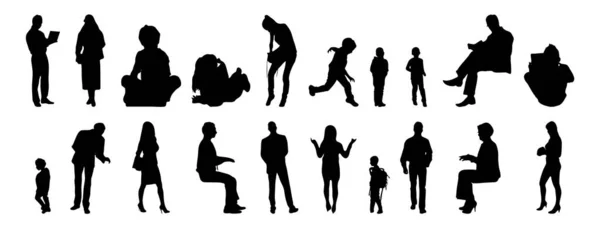 Vektor Silhouetten Umrisse Von Menschen Konturzeichnung Menschen Silhouette Icon Set — Stockvektor