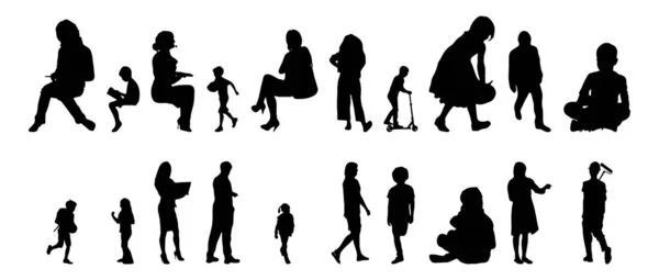 Silhouettes Vectorielles Silhouettes Esquissées Personnes Dessin Contour Silhouette Personnes Icône — Image vectorielle