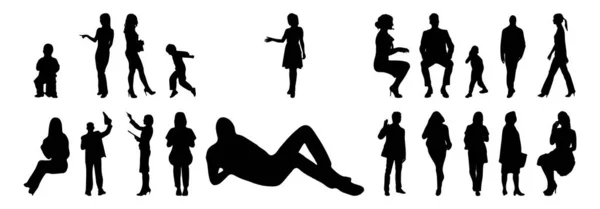 Vector Silhouettes Outline Silhouettes People Contour Drawing People Silhouette Icon — 스톡 벡터