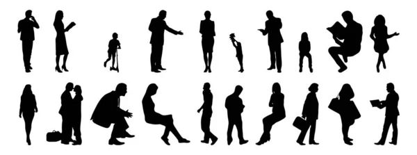 Silhouettes Vectorielles Silhouettes Esquissées Personnes Dessin Contour Silhouette Personnes Icône — Image vectorielle