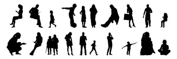 Vector Silhouettes Outline Silhouettes People Contour Drawing People Silhouette Icon — Stock Vector