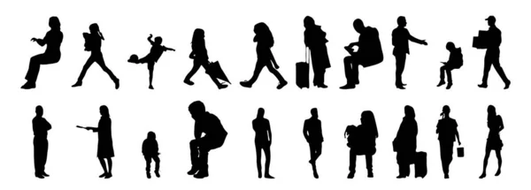 Silhouettes Vectorielles Silhouettes Esquissées Personnes Dessin Contour Silhouette Personnes Icône — Image vectorielle