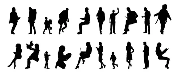 Silhouettes Vectorielles Silhouettes Esquissées Personnes Dessin Contour Silhouette Personnes Icône — Image vectorielle