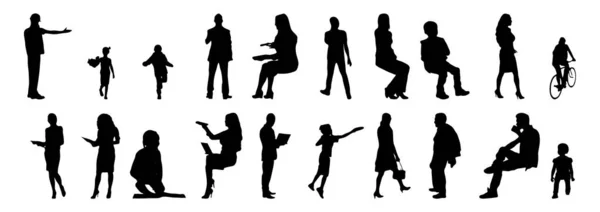 Vector Silhouettes Outline Silhouettes People Contour Drawing People Silhouette Icon — Stock Vector