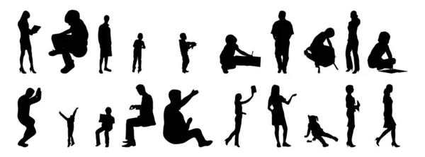 Vector Silhouettes Outline Silhouettes People Contour Drawing People Silhouette Icon — 스톡 벡터