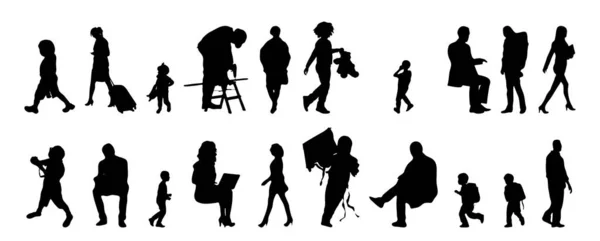 Vector Silhouettes Outline Silhouettes People Contour Drawing People Silhouette Icon — Stock Vector