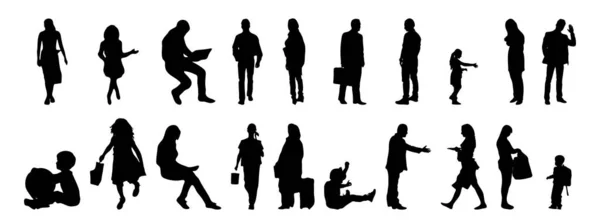 Silhouettes Vectorielles Silhouettes Esquissées Personnes Dessin Contour Silhouette Personnes Icône — Image vectorielle