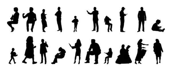 Silhouettes Vectorielles Silhouettes Esquissées Personnes Dessin Contour Silhouette Personnes Icône — Image vectorielle