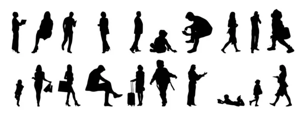 Silhouettes Vectorielles Silhouettes Esquissées Personnes Dessin Contour Silhouette Personnes Icône — Image vectorielle