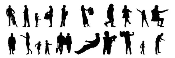 Vektor Silhouetten Umrisse Von Menschen Konturzeichnung Menschen Silhouette Icon Set — Stockvektor