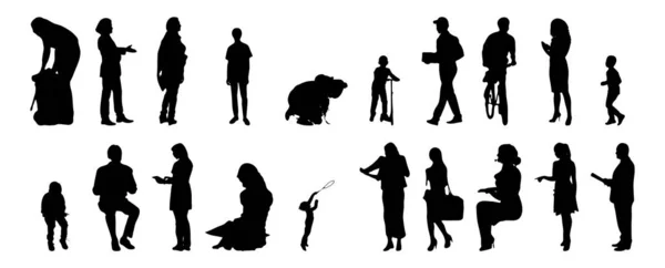 Silhouettes Vectorielles Silhouettes Esquissées Personnes Dessin Contour Silhouette Personnes Icône — Image vectorielle