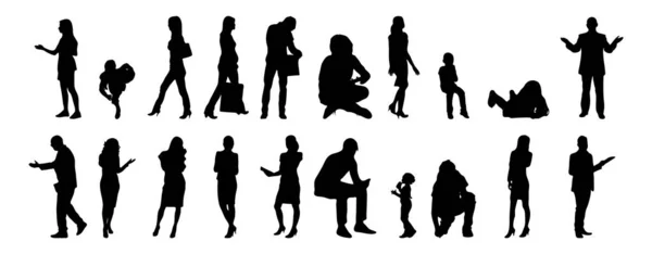 Silhouettes Vectorielles Silhouettes Esquissées Personnes Dessin Contour Silhouette Personnes Icône — Image vectorielle