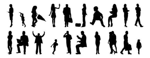 Vector Silhouettes Outline Silhouettes People Contour Drawing People Silhouette Icon — Stock Vector