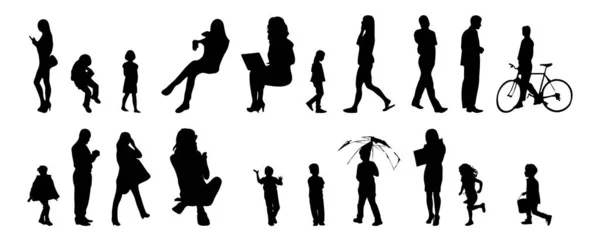 Vector Silhouettes Outline Silhouettes People Contour Drawing People Silhouette Icon — 스톡 벡터