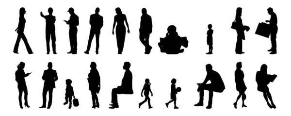 Silhouettes Vectorielles Silhouettes Esquissées Personnes Dessin Contour Silhouette Personnes Icône — Image vectorielle