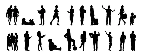 Vector Silhouettes Outline Silhouettes People Contour Drawing People Silhouette Icon — 스톡 벡터