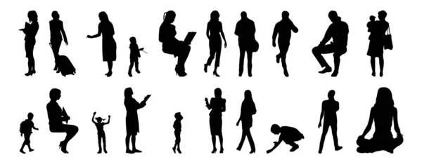 Silhouettes Vectorielles Silhouettes Esquissées Personnes Dessin Contour Silhouette Personnes Icône — Image vectorielle