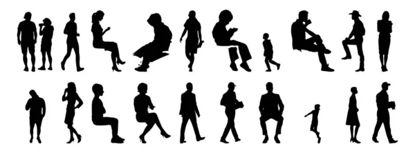 Vector Silhouettes Outline Silhouettes People Contour Drawing People Silhouette Icon — Stock Vector