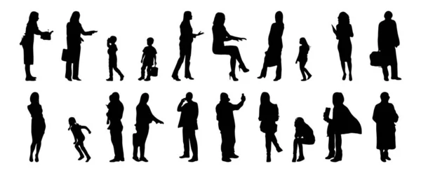 Silhouettes Vectorielles Silhouettes Esquissées Personnes Dessin Contour Silhouette Personnes Icône — Image vectorielle