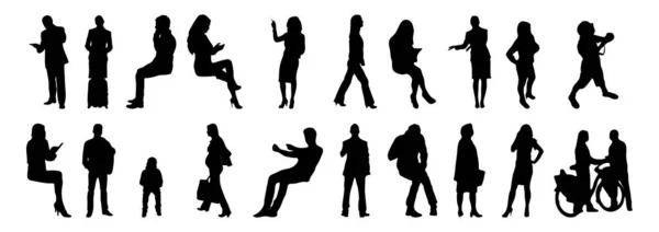 Silhouettes Vectorielles Silhouettes Esquissées Personnes Dessin Contour Silhouette Personnes Icône — Image vectorielle