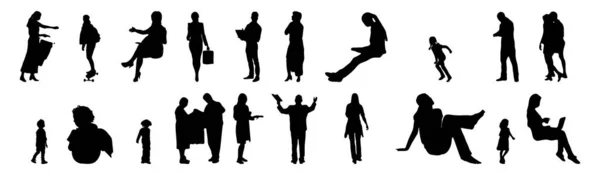 Silhouettes Vectorielles Silhouettes Esquissées Personnes Dessin Contour Silhouette Personnes Icône — Image vectorielle