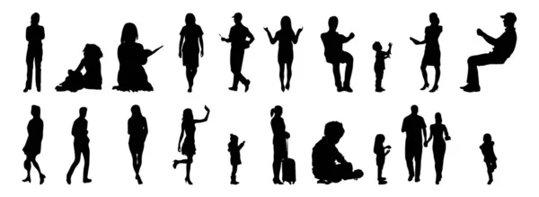 Vector Silhouettes Outline Silhouettes People Contour Drawing People Silhouette Icon — Stock Vector