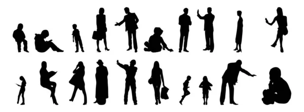 Silhouettes Vectorielles Silhouettes Esquissées Personnes Dessin Contour Silhouette Personnes Icône — Image vectorielle