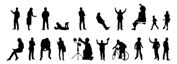 Vector silhouettes, Outline silhouettes of people, Contour drawing, people silhouette, Icon Set Isolated, Silhouette of sitting people, Architectural set