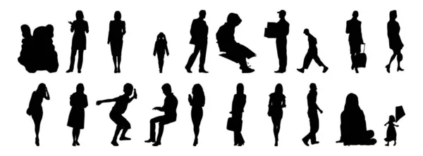 Silhouettes Vectorielles Silhouettes Esquissées Personnes Dessin Contour Silhouette Personnes Icône — Image vectorielle