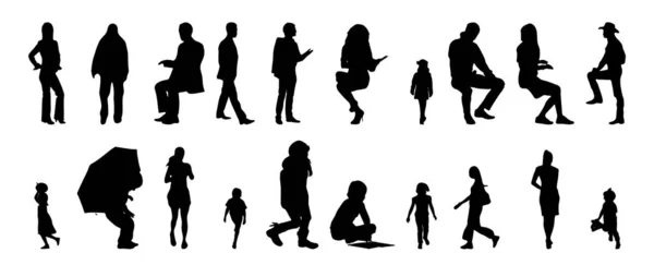 Silhouettes Vectorielles Silhouettes Esquissées Personnes Dessin Contour Silhouette Personnes Icône — Image vectorielle