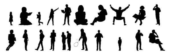 Silhouettes Vectorielles Silhouettes Esquissées Personnes Dessin Contour Silhouette Personnes Icône — Image vectorielle