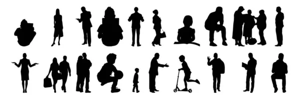 Vector Silhouettes Outline Silhouettes People Contour Drawing People Silhouette Icon — 스톡 벡터