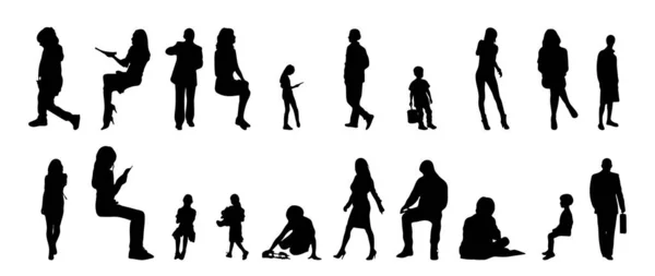 Silhouettes Vectorielles Silhouettes Esquissées Personnes Dessin Contour Silhouette Personnes Icône — Image vectorielle