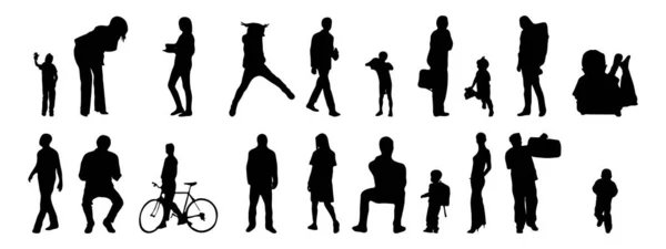 Vektor Silhouetten Umrisse Von Menschen Konturzeichnung Menschen Silhouette Icon Set — Stockvektor