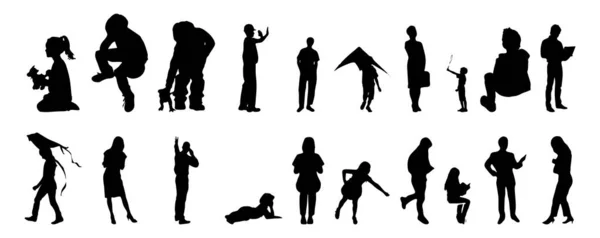 Vector Silhouettes Outline Silhouettes People Contour Drawing People Silhouette Icon — Stock Vector