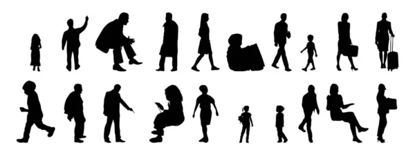 Silhouettes Vectorielles Silhouettes Esquissées Personnes Dessin Contour Silhouette Personnes Icône — Image vectorielle