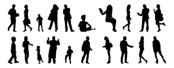 Vector Silhouettes Outline Silhouettes People Contour Drawing People Silhouette Icon — Stock Vector