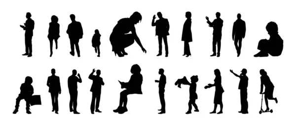 Silhouettes Vectorielles Silhouettes Esquissées Personnes Dessin Contour Silhouette Personnes Icône — Image vectorielle