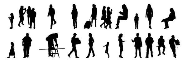 Silhouettes Vectorielles Silhouettes Esquissées Personnes Dessin Contour Silhouette Personnes Icône — Image vectorielle