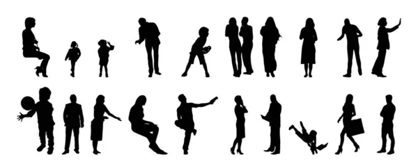 Silhouettes Vectorielles Silhouettes Esquissées Personnes Dessin Contour Silhouette Personnes Icône — Image vectorielle