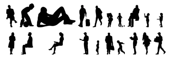 Silhouettes Vectorielles Silhouettes Esquissées Personnes Dessin Contour Silhouette Personnes Icône — Image vectorielle