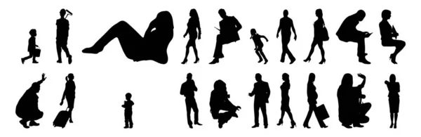 Vector Silhouettes Outline Silhouettes People Contour Drawing People Silhouette Icon — Stock Vector