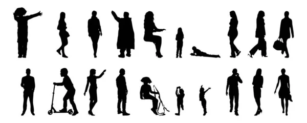 Silhouettes Vectorielles Silhouettes Esquissées Personnes Dessin Contour Silhouette Personnes Icône — Image vectorielle