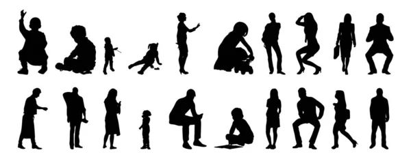 Vector Silhouettes Outline Silhouettes People Contour Drawing People Silhouette Icon — Stock Vector