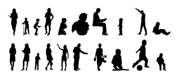 Silhouettes Vectorielles Silhouettes Esquissées Personnes Dessin Contour Silhouette Personnes Icône — Image vectorielle