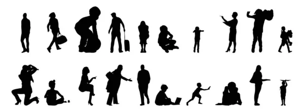 Silhouettes Vectorielles Silhouettes Esquissées Personnes Dessin Contour Silhouette Personnes Icône — Image vectorielle