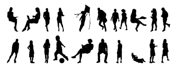 Silhouettes Vectorielles Silhouettes Esquissées Personnes Dessin Contour Silhouette Personnes Icône — Image vectorielle