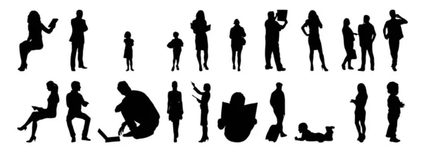 Silhouettes Vectorielles Silhouettes Esquissées Personnes Dessin Contour Silhouette Personnes Icône — Image vectorielle